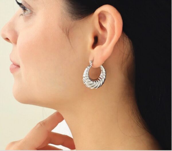 Sophisticated Spiral Silver Hoop Earrings